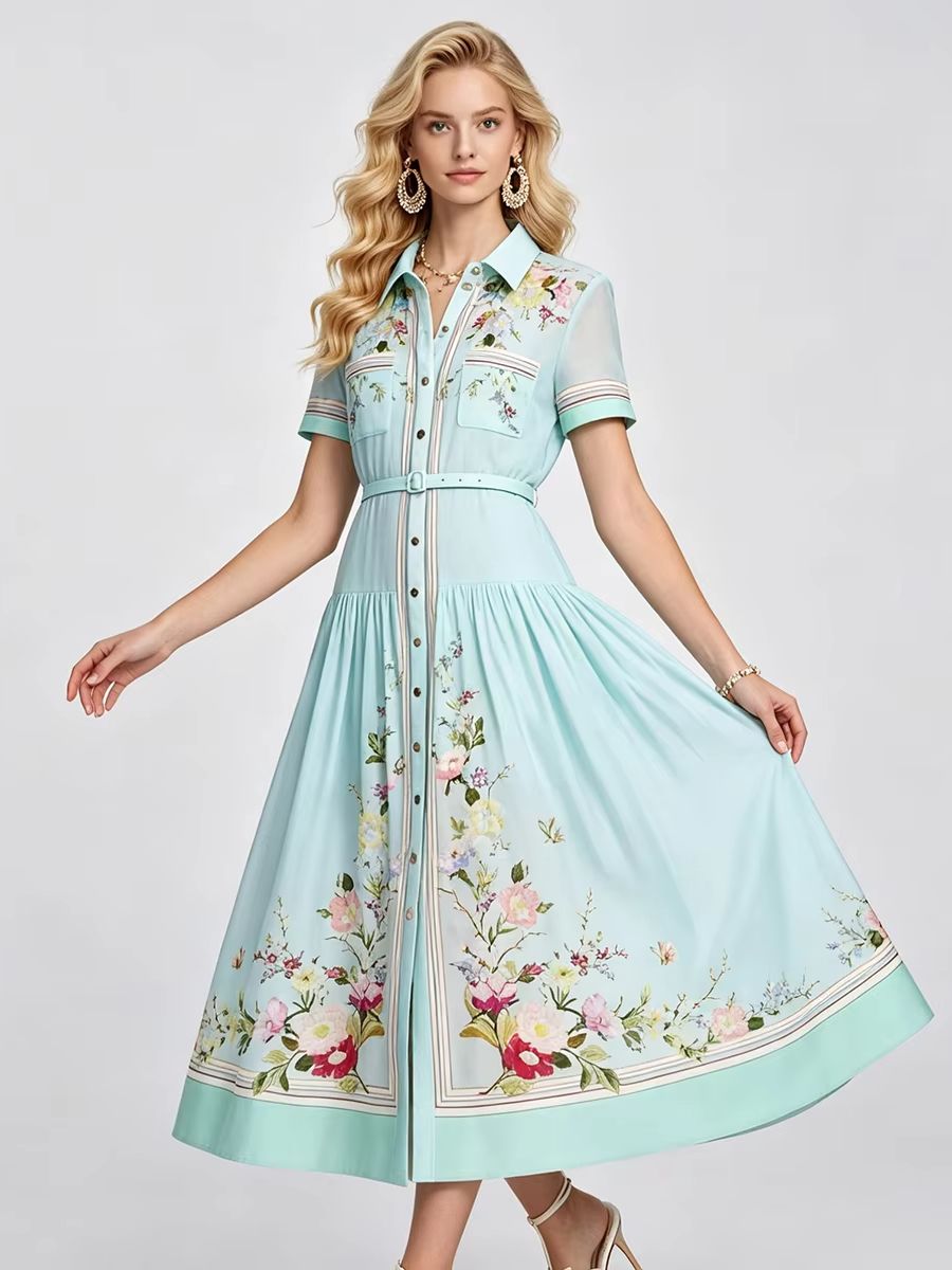 Midi Skirt Floral - Zarif Çiçek Baskılı Yaz Elbiseler Kadın
