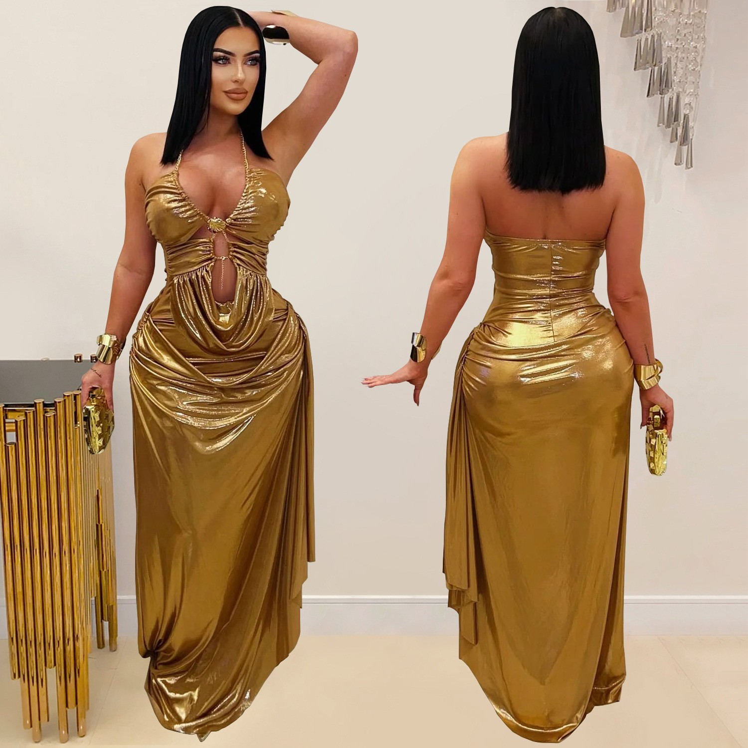 Maxi Dress Halter - Mezuniyet Elbisesi Abiye Düğün Davetlisi Halter