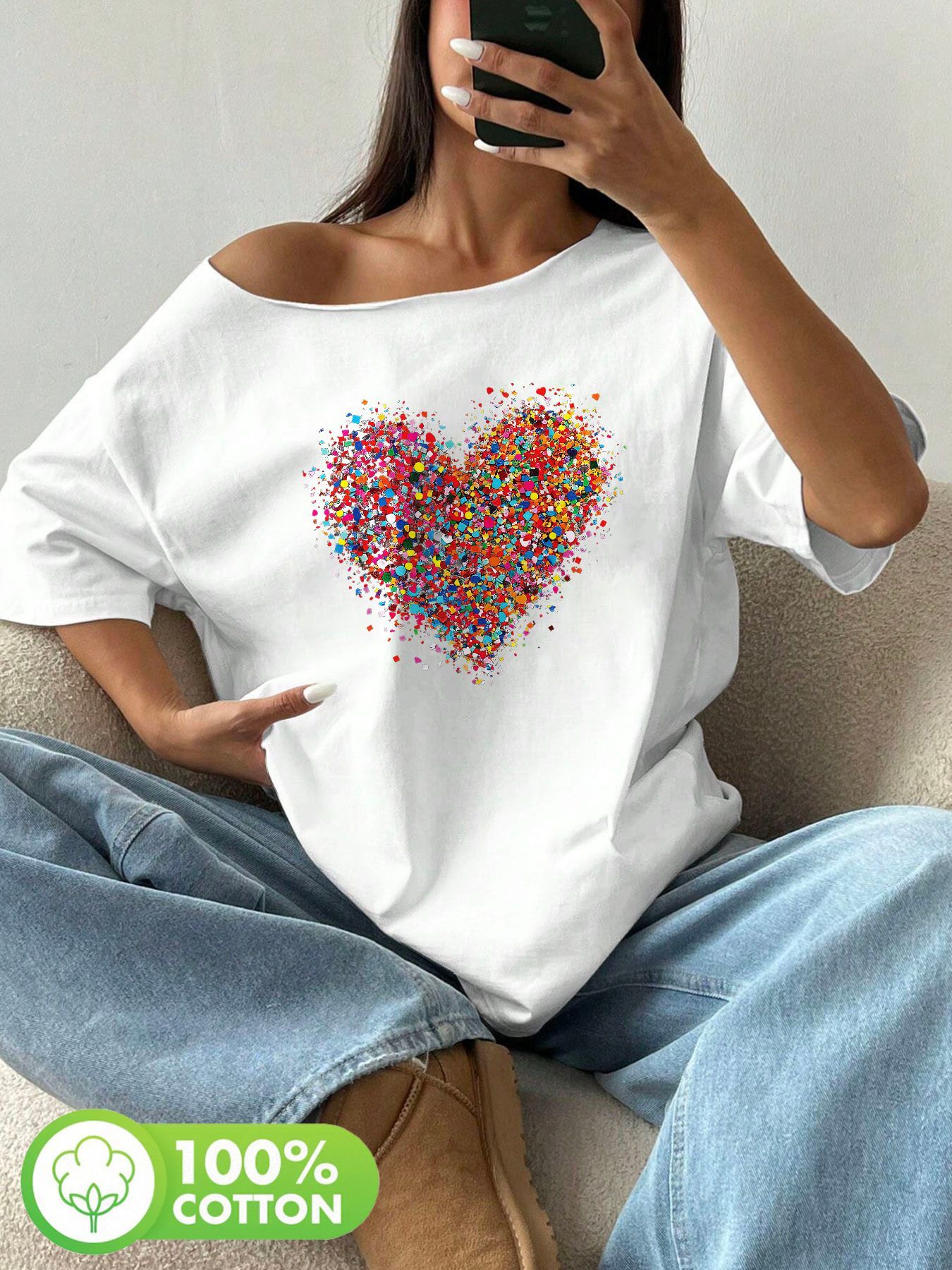 Blouse Off Shoulder - Artı Boyutu % 100% Pamuk Omuz