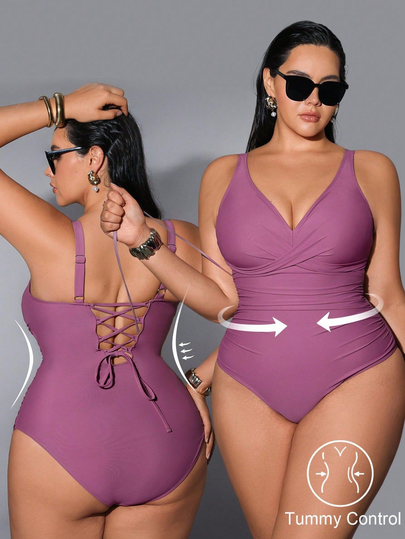 Swimsuit Bikini Ruched - 2026 Mayo Kadın Büyük Beden V