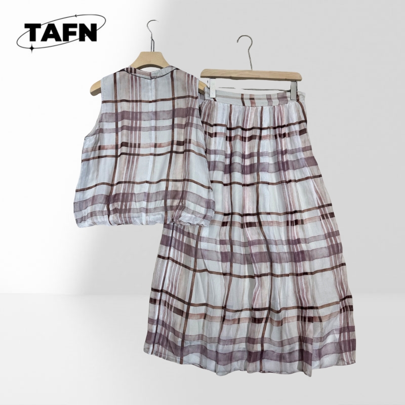 Zarif Kadın Damalı İki Parçalı - Midi Skirt Floral incelemesi ve fiyatı