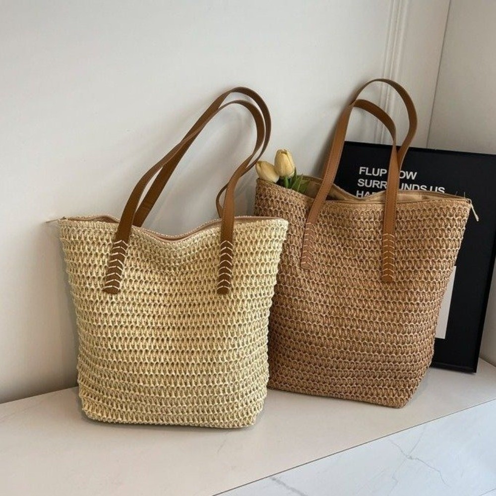 Sevimli Düz Renkli Hasır Örgü  - Tote Bag Beach incelemesi ve fiyatı