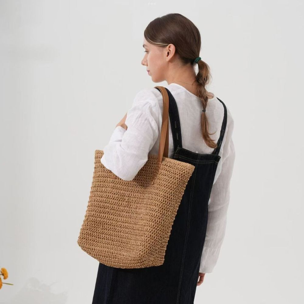 Sevimli Düz Renkli Hasır Örgü  - Tote Bag Beach incelemesi ve fiyatı