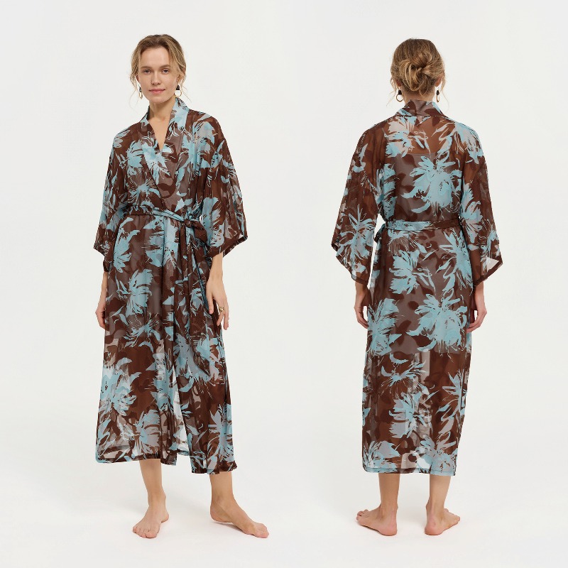 Kadın Siyah Beyaz Mürekkep Çiç - Kimono Sheer Floral incelemesi ve fiyatı
