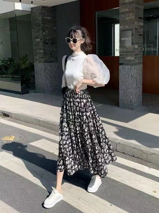 Çiçek Desenli A-Line Midi Etek - Midi Skirt Floral incelemesi ve fiyatı